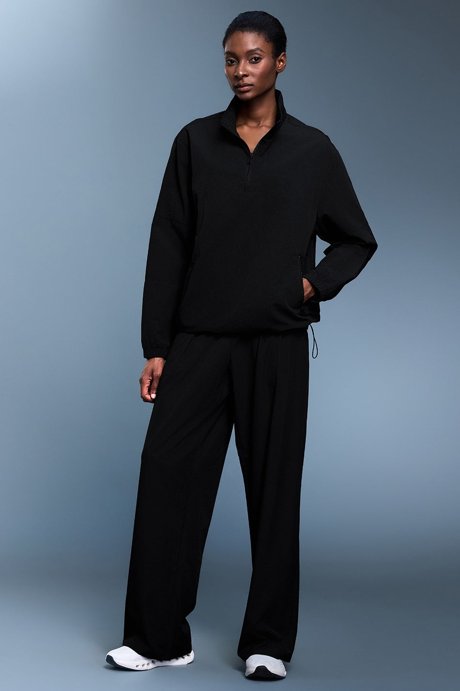Athletic Half-Zip Solid Loose Sweatshirt image 6