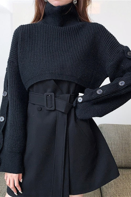 Vintage Turtleneck Crop Knit Sweater image 4