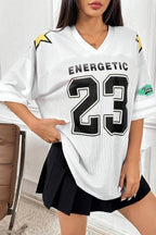Fashion Loose Street Print Color Block Sporty T-shirt image 9