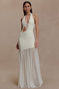 Asymmetrical Cutout Shirred Backless Fitted Maxi Dress image 1