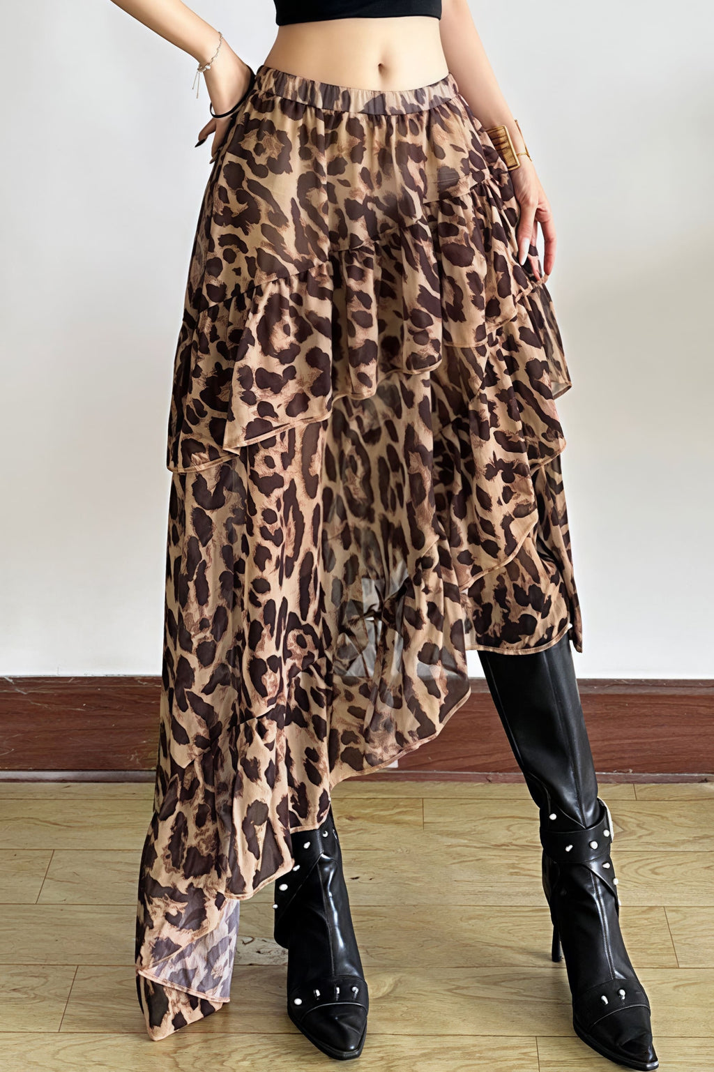 Street Style Leopard Flowy Layer Skirt image 3