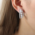 Corinne C-Hoop Earrings detail view styled for Avrienne