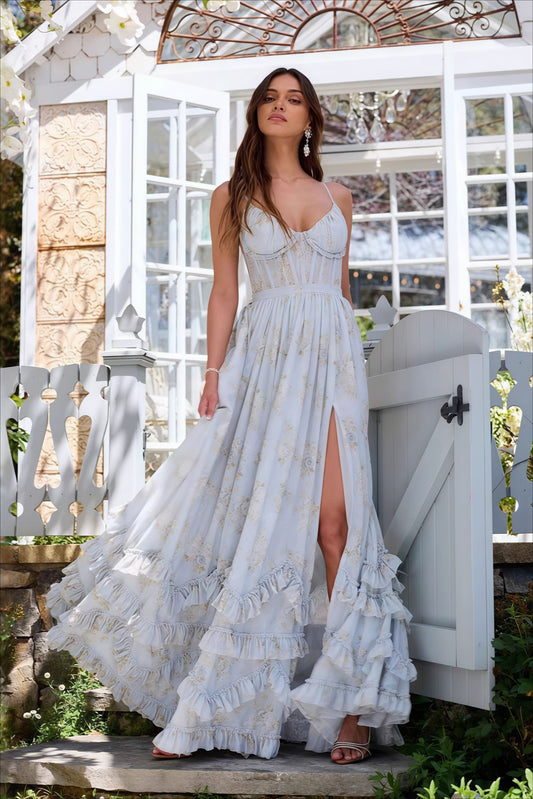 Elegant Unique Spaghetti Strap Cinched Waist Beach Maxi Vacation Dress image 1