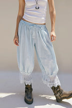 Hollow Out Lace Tie Casual Pants image 4