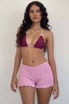 Y2K Solid Casual Low Waist Plaid Ruffle Shorts image 6
