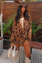 Asymmetrical Cowl Neck Leopard Print Mini Dress image 3