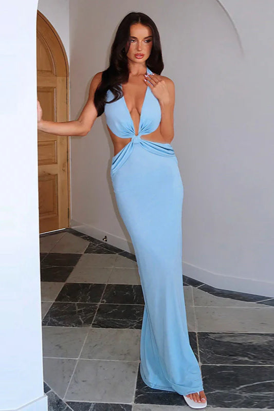 Backless Bodycon Waist Cinching Maxi Dress image 1