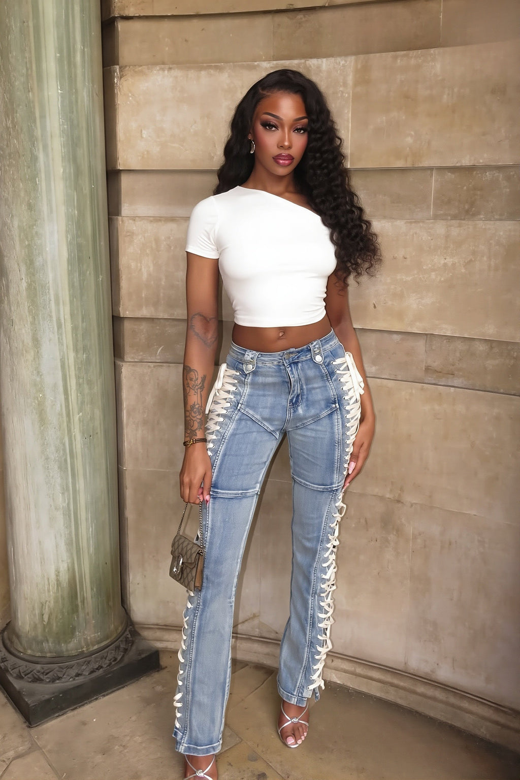 Sexy Y2K Lace Up High Rise Bodycon Jeans image 5