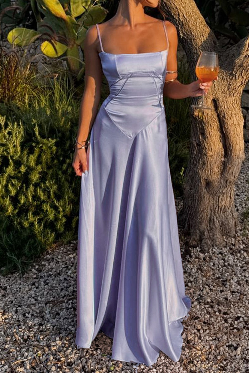 Sexy Cami Slim Fit Back Tie Long Prom Dress image 6