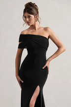 Mesh Panel Off-Shoulder Split Bodycon Party Dress image 9