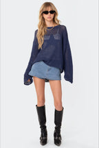 Sexy Hollow Knit Pullover Sweater image 5