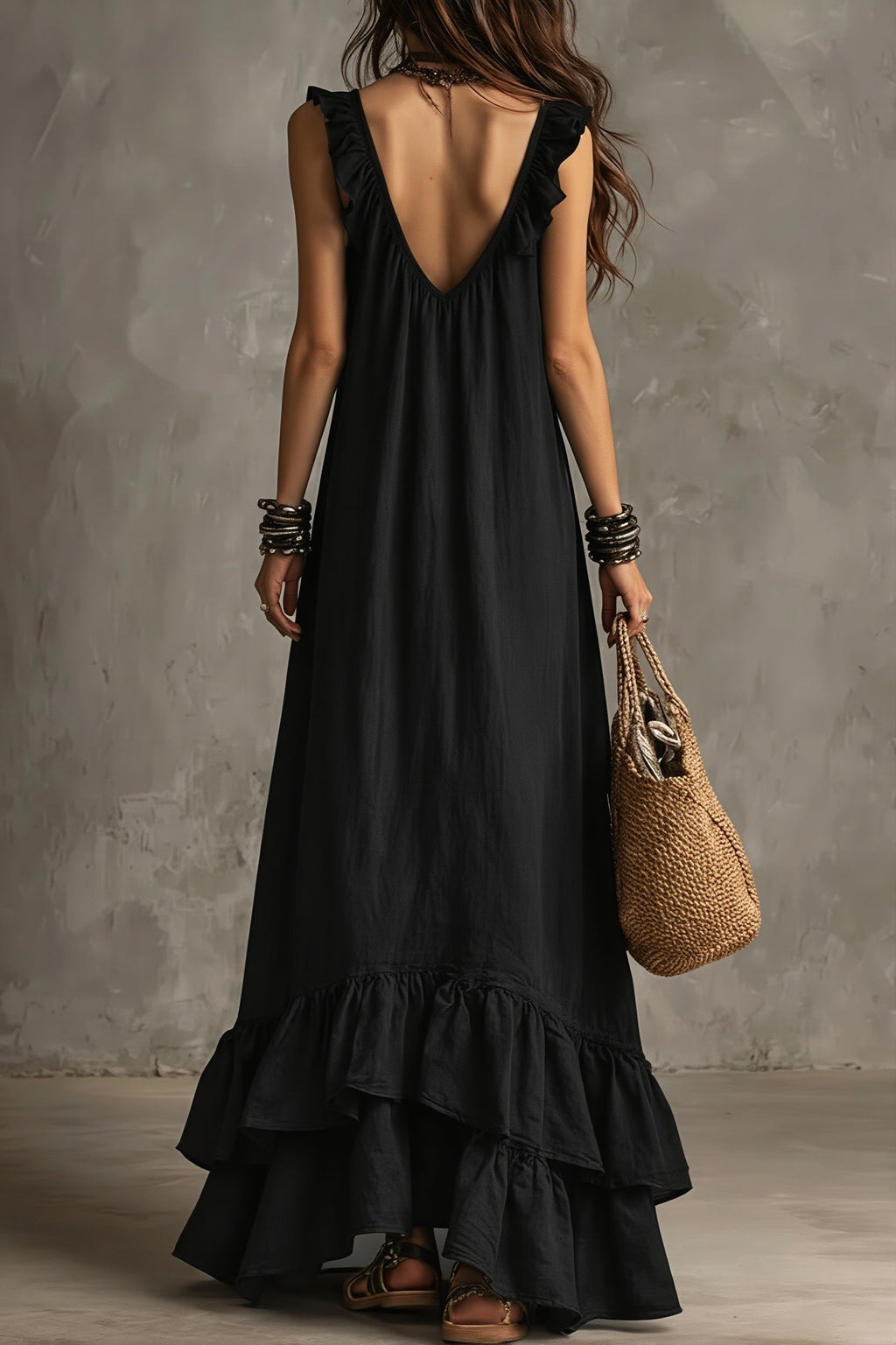 Ruffle Sleeveless Casual Long Boho Dress image 7