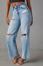 Ripped Raw Hem High Waist Jean image 1