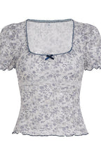 Lace Floral Mesh Fake Two Piece Blouse image 4