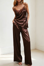 Chic V Neck Cami With Flowy Pants Two Piece Set image 1