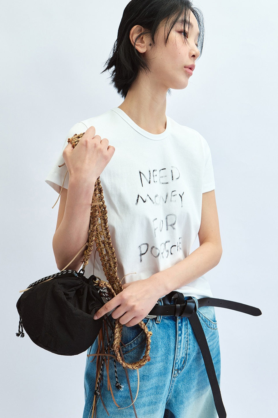 Letter Print Crew Neck Fitted T‑shirt image 3