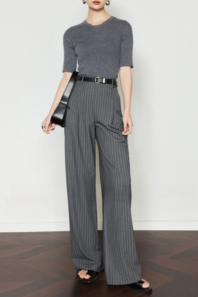 Vintage Pinstripe Wide-Leg Pants image 1