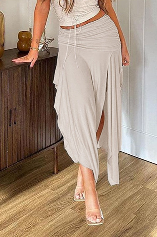 Vintage Low-Waist Ruched Asymmetrical Skirt image 3
