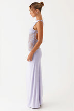 Sexy Lace Satin Backless Maxi Dress image 5