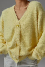 Faux Fur Blend V-Neck Cardigan image 9