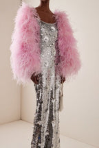 Silver Sequin 3D Flower Elegant Prom Dress image 6