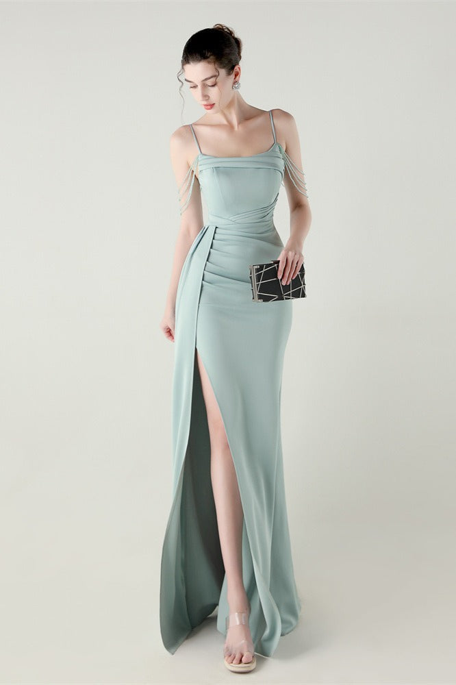 Satin Spaghetti Strap Mermaid Party Dress image 1