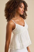 Lace V Neck Mesh Loose Cami Top image 7