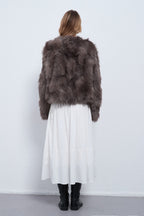Faux Raccoon Fur Plush Coat with Retro Style image 6