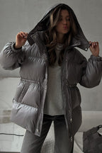Adjustable Drawstring Hooded Puffer Jacket image 3