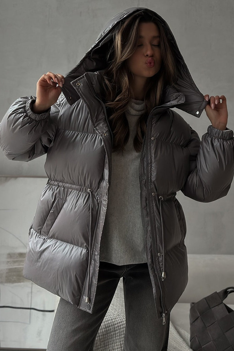Adjustable Drawstring Hooded Puffer Jacket image 3