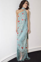 Halter Neck Printed Fringe Boho Dress image 3