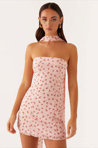 Sexy Strapless Chiffon Print Bodycon Club Mini Dress image 1