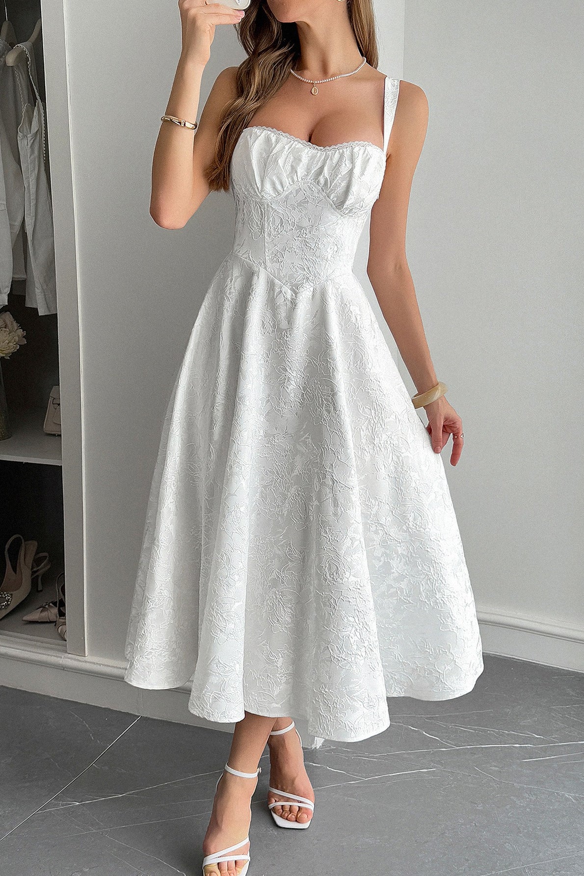 Jacquard Spaghetti Strap Cocktail Dress image 2