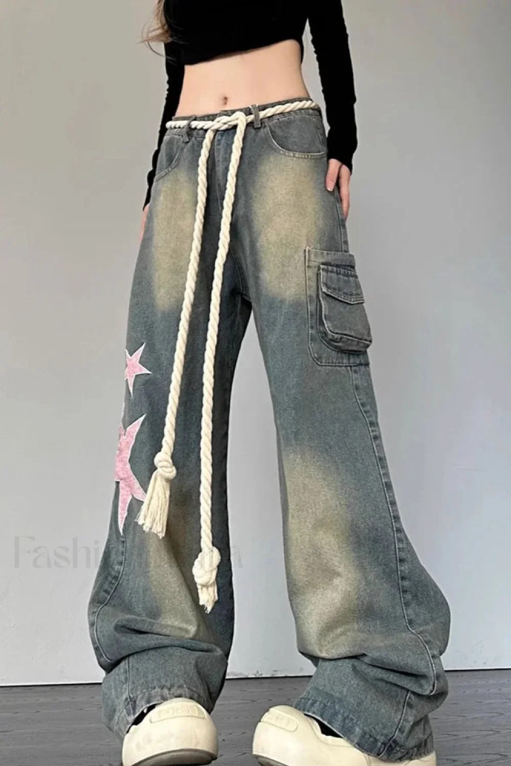 Wide Leg Patchwork Heart Jeans image 8