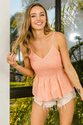 Zelie Eyelet Top detail view styled for Avrienne