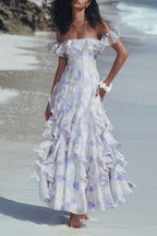 Sheer Ruffle Off Shoulder Beach Maxi Dress image 2