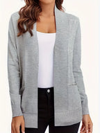 Anya Open Cardigan detail view styled for Avrienne