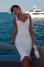 Sheer Lace Cami Slim Midi Dress image 4