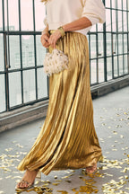 Gold Silver Pleated High Waist Skirt image 4