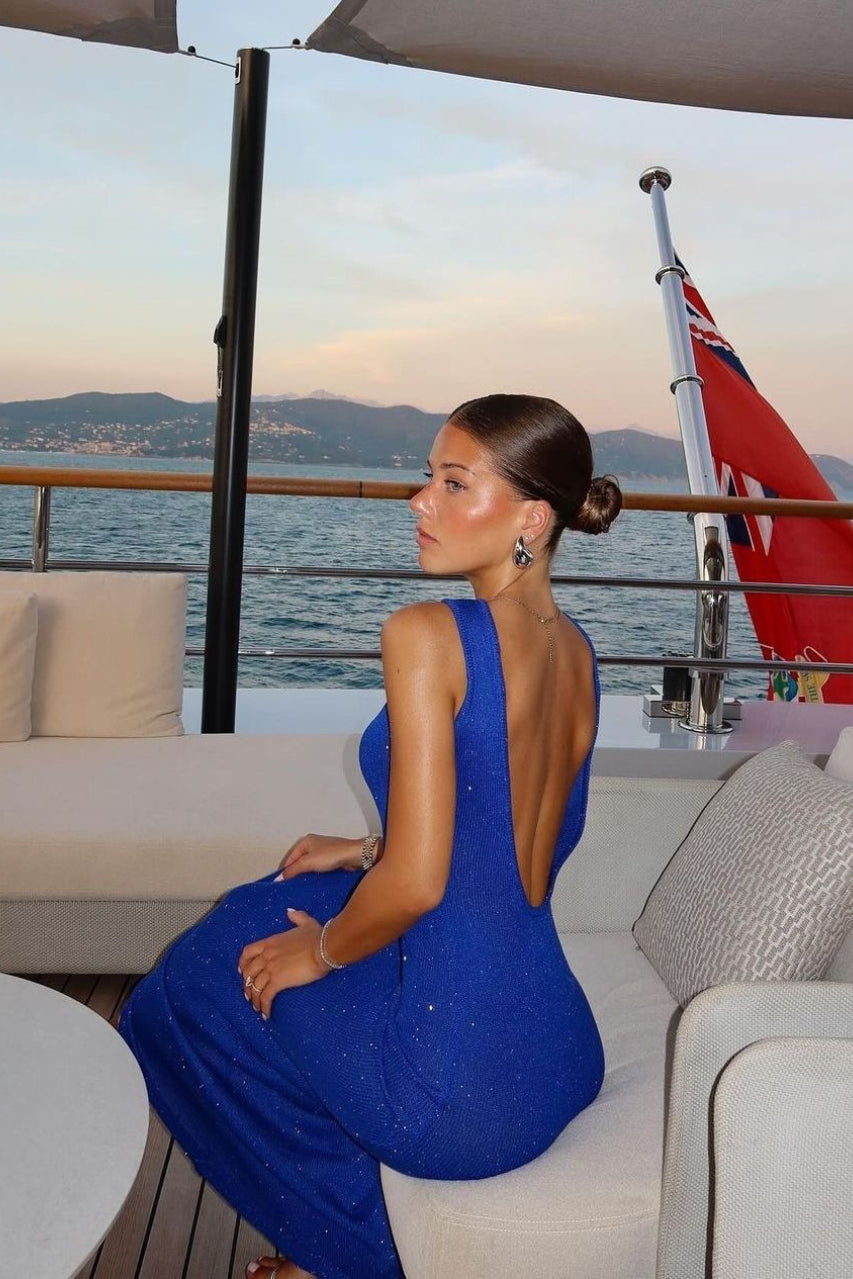Sexy Shiny Sleeveless Backless Slim Maxi Dress image 8
