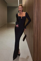 Solid Square Neck Maxi Dress image 5