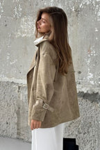 Vintage Suede Lapel Tie Waist Jacket Coat image 2