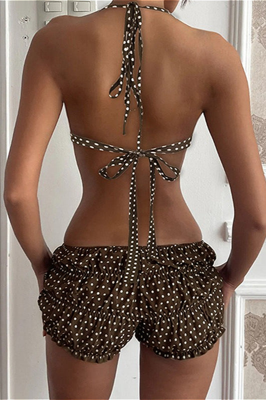 Ruched Polka Dot Bikini Set image 2