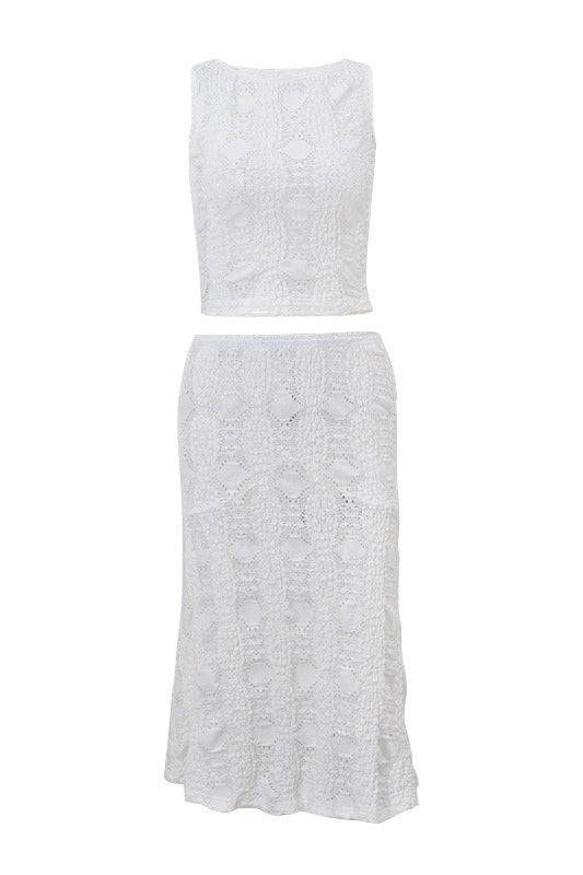 Sexy Ribbed Crew Neck Crop Top Bodycon Skirt Sets image 7