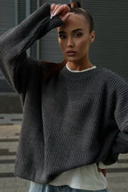 Solid Knit Crewneck Pullover Sweater image 7