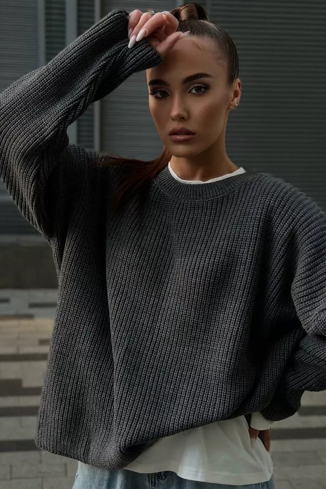 Solid Knit Crewneck Pullover Sweater image 7