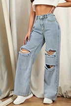 High Waist Washed Floor-Length Jean image 1