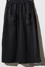 Solid Linen Midi Skirt with Pockets image 4
