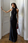 Halter Neck Ruched Bodycon Maxi Dress image 2