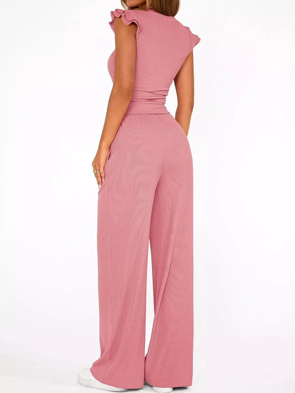 Margot Wide Leg Set detail view styled for Avrienne